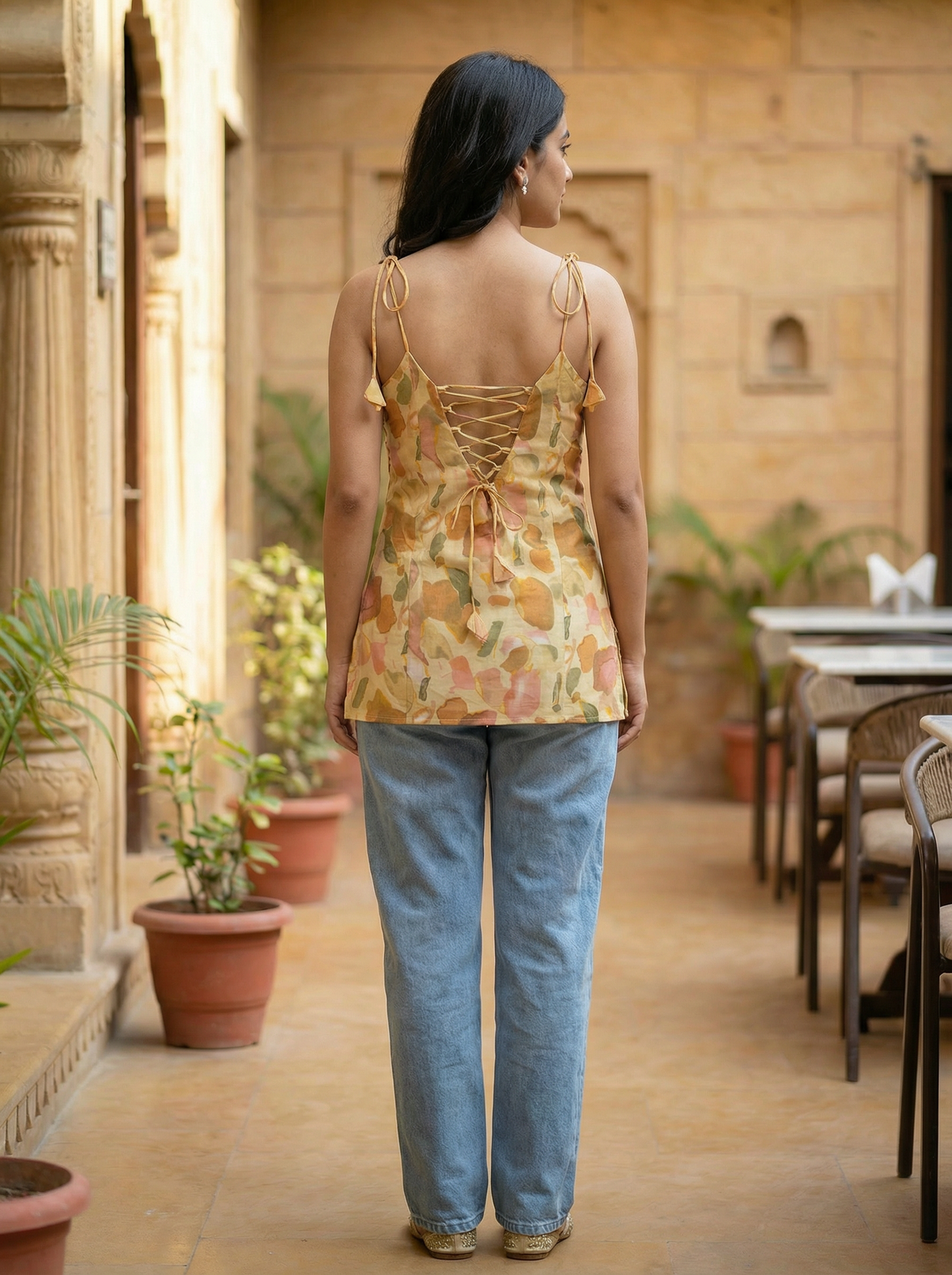 Soft florals, pure cotton comfort & statement back Short Kurti🌸