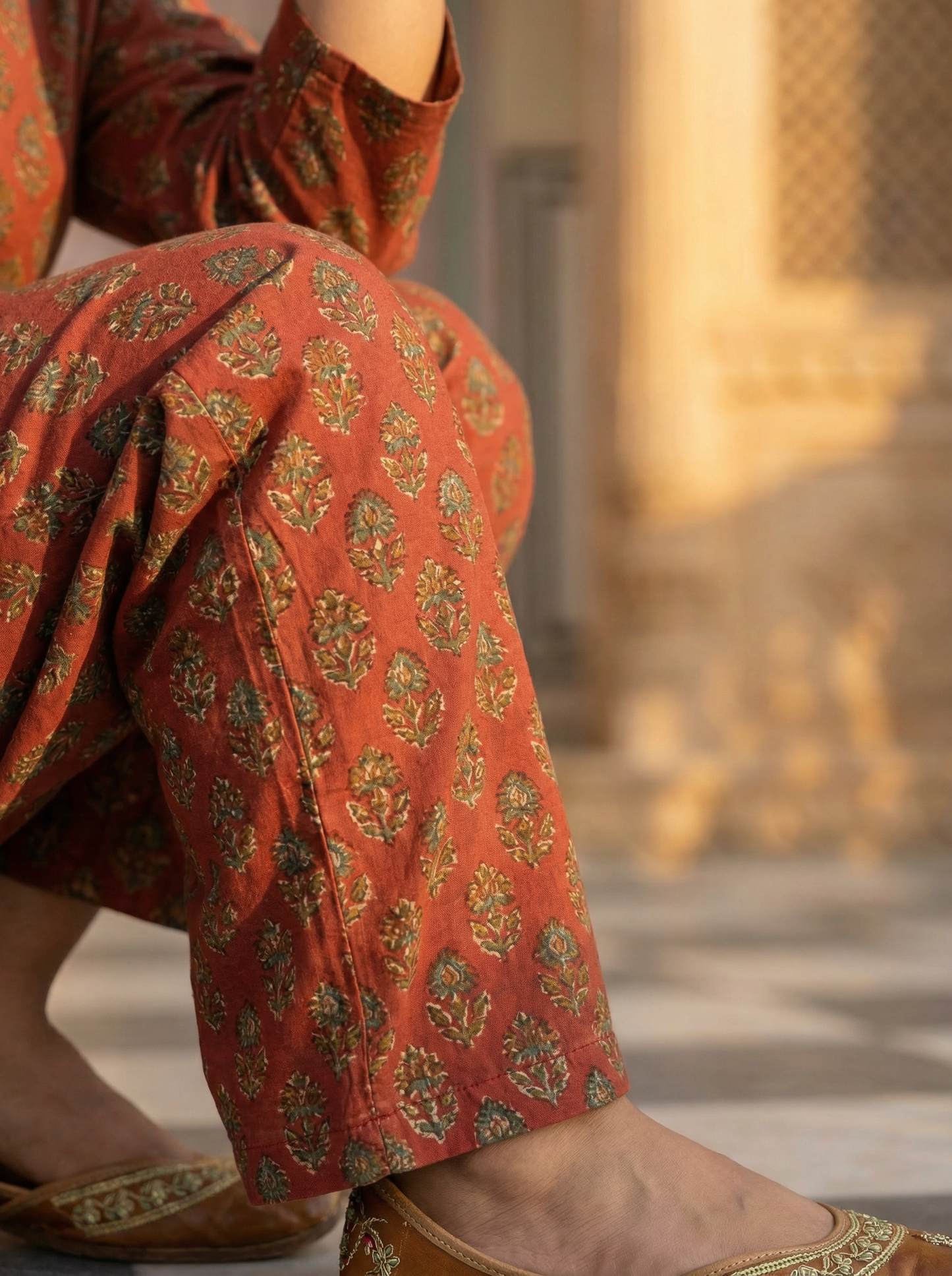 Soft Terracotta Mughal Leaf Butti Block Print Co-ord Set