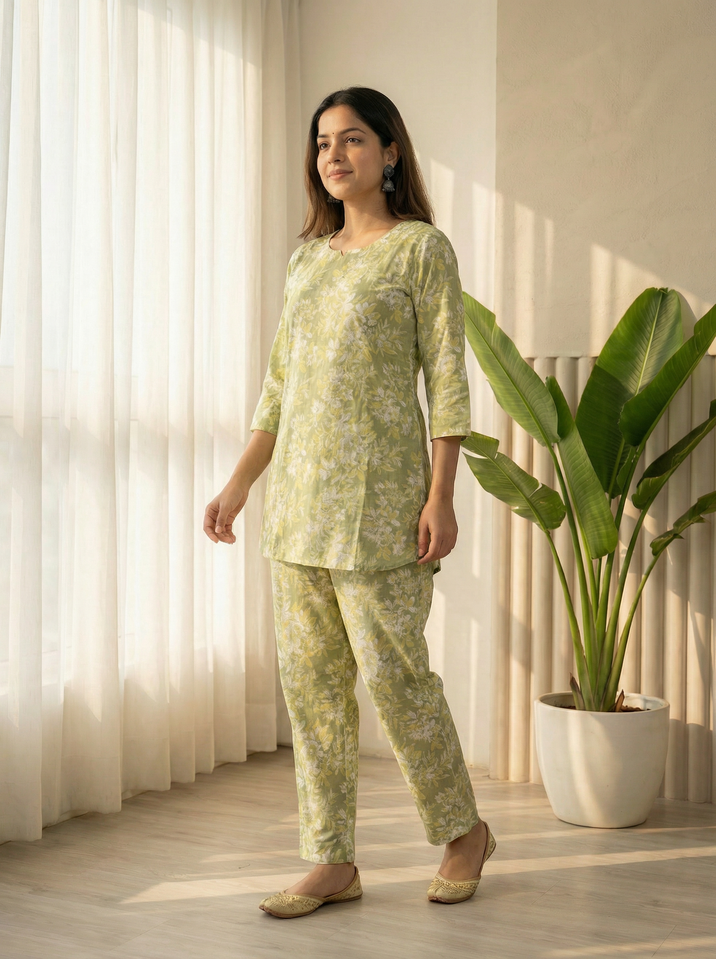 Meadow Bloom Cotton Co-ord Set
Sage Green · Floral Block Print · 2-Piece Set